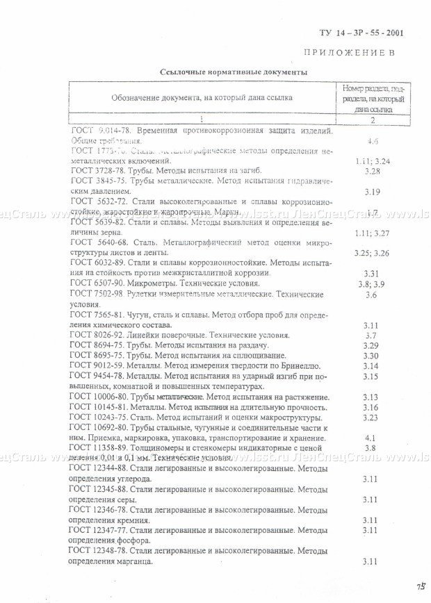 Трубы бесшовные для паровых котлов ТУ 14-3Р-55-2001 (73)