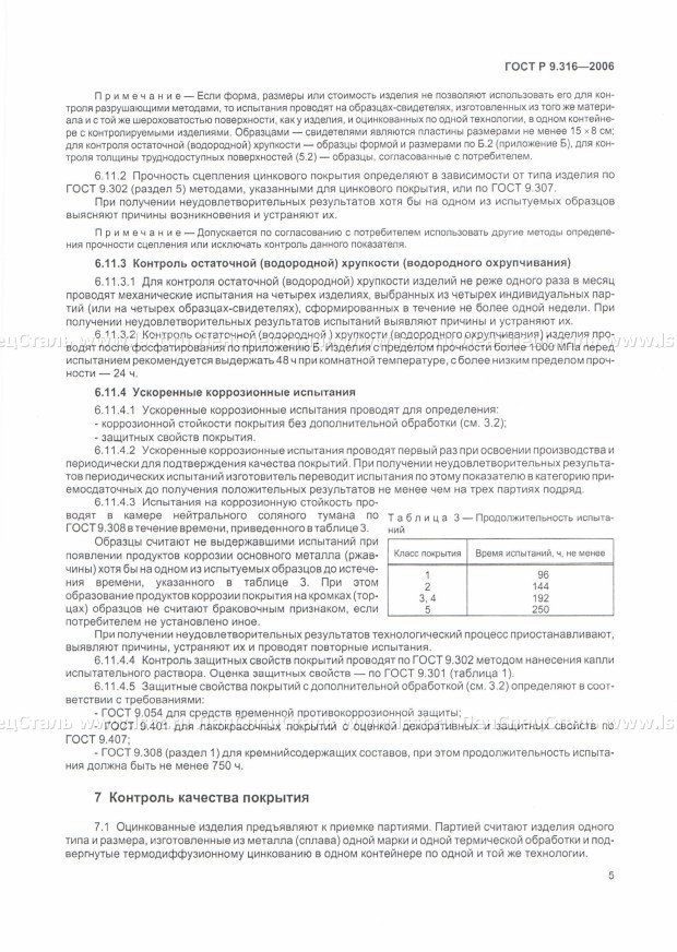 Покрытия цинковые ГОСТ Р 9.316-2006 (9)
