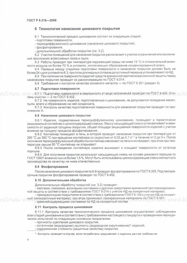 Покрытия цинковые ГОСТ Р 9.316-2006 (8)